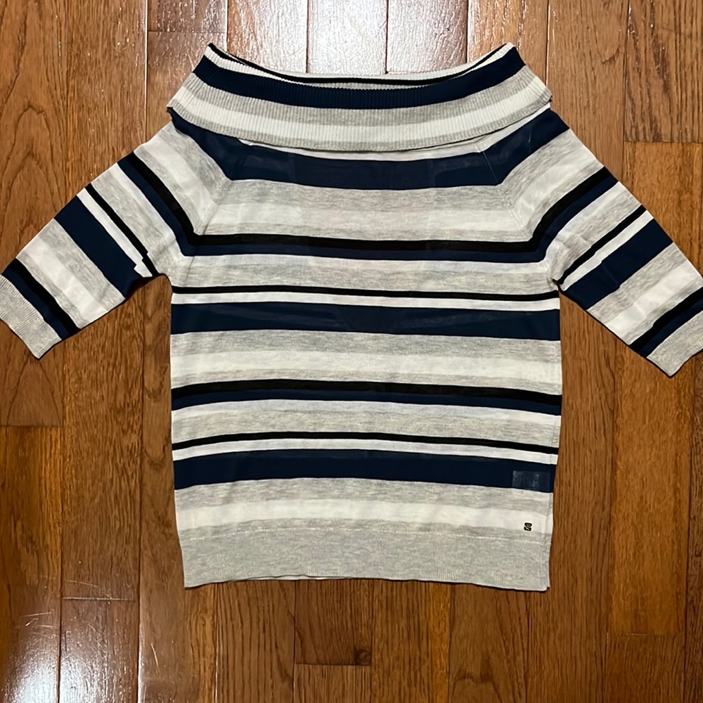 NWT Revolve brand One Grey Day open back striped knit top sz small